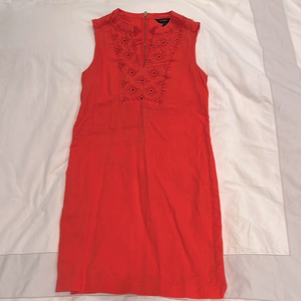 J.Crew bright coral linen dress